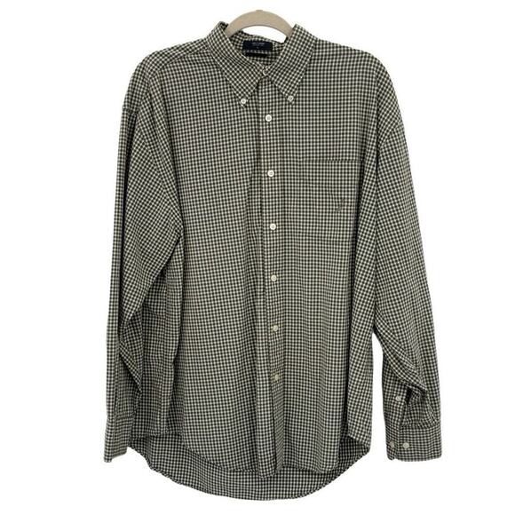 Nautica Green White Gingham Check Collared Long Sleeve Button-Down Shirt Large - Picture 1 of 9